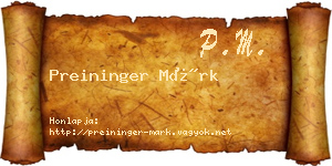 Preininger Márk névjegykártya