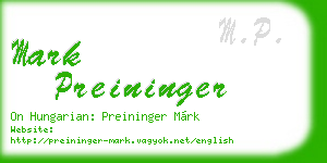 mark preininger business card