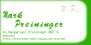 mark preininger business card